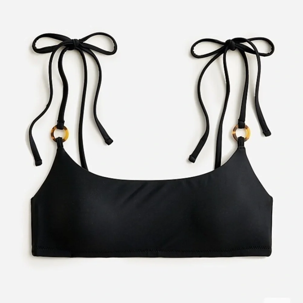 NWT J. Crew Chocolate Brown Scoopneck O-ring Tie-shoulder Padded Bikini Top 3X